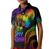 Personalised Its In My DNA Valentine Day Kid Polo Shirt Fingerprint Heart with Color Pride Flag LT9 Kid - Polynesian Pride