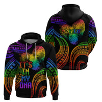 Personalised Its In My DNA Valentine Day Zip Hoodie Fingerprint Heart with Color Pride Flag LT9 - Polynesian Pride