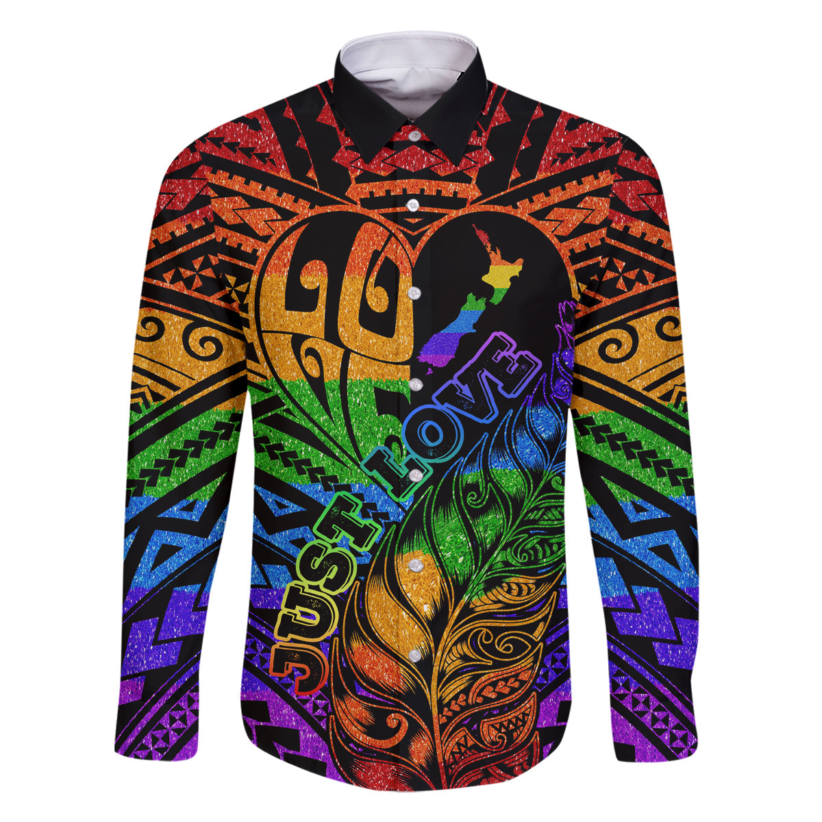 New Zealand LGBT Fern Heart Family Matching Off Shoulder Short Dress and Hawaiian Shirt Dont judge What You Dont Understand LT9 Dad's Shirt - Long Sleeve - Polynesian Pride