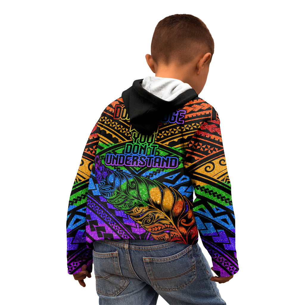New Zealand LGBT Fern Heart Kid Hoodie Dont judge What You Dont Understand LT9 - Polynesian Pride