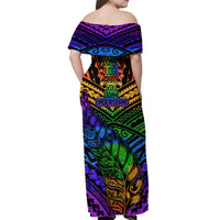 New Zealand LGBT Fern Heart Off Shoulder Maxi Dress Dont judge What You Dont Understand LT9 - Polynesian Pride