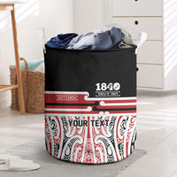 Personalised Toitu Te Tiriti Aotearoa 1840 Laundry Basket Red Kowhaiwhai Puhoro - Polynesian Pride