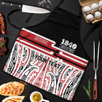 Personalised Toitu Te Tiriti Aotearoa 1840 Apron Red Kowhaiwhai Puhoro - Polynesian Pride