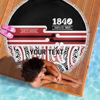 Personalised Toitu Te Tiriti Aotearoa 1840 Beach Blanket Red Kowhaiwhai Puhoro - Polynesian Pride