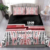 Personalised Toitu Te Tiriti Aotearoa 1840 Bedding Set Red Kowhaiwhai Puhoro LT9 - Polynesian Pride