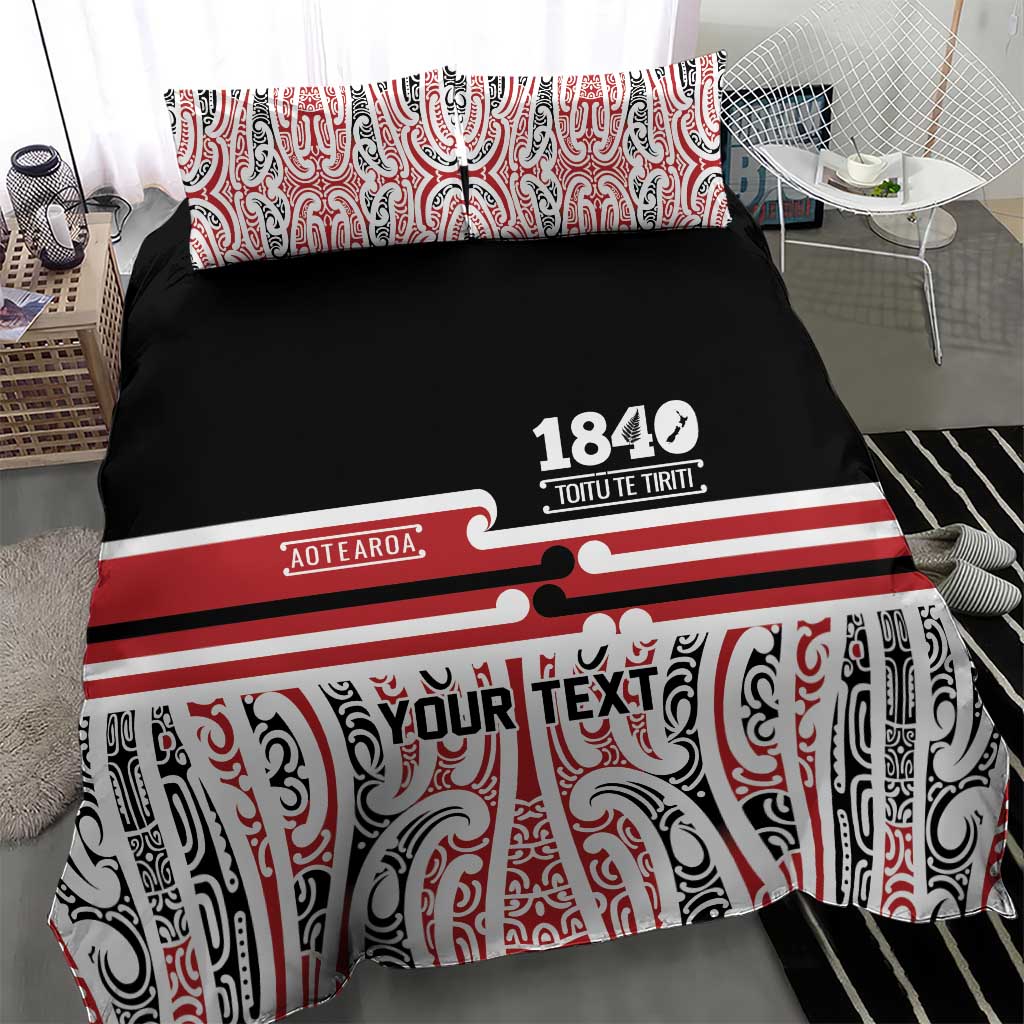 Personalised Toitu Te Tiriti Aotearoa 1840 Bedding Set Red Kowhaiwhai Puhoro LT9 - Polynesian Pride