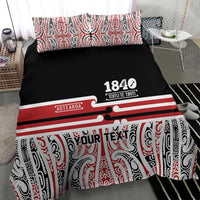 Personalised Toitu Te Tiriti Aotearoa 1840 Bedding Set Red Kowhaiwhai Puhoro LT9 - Polynesian Pride