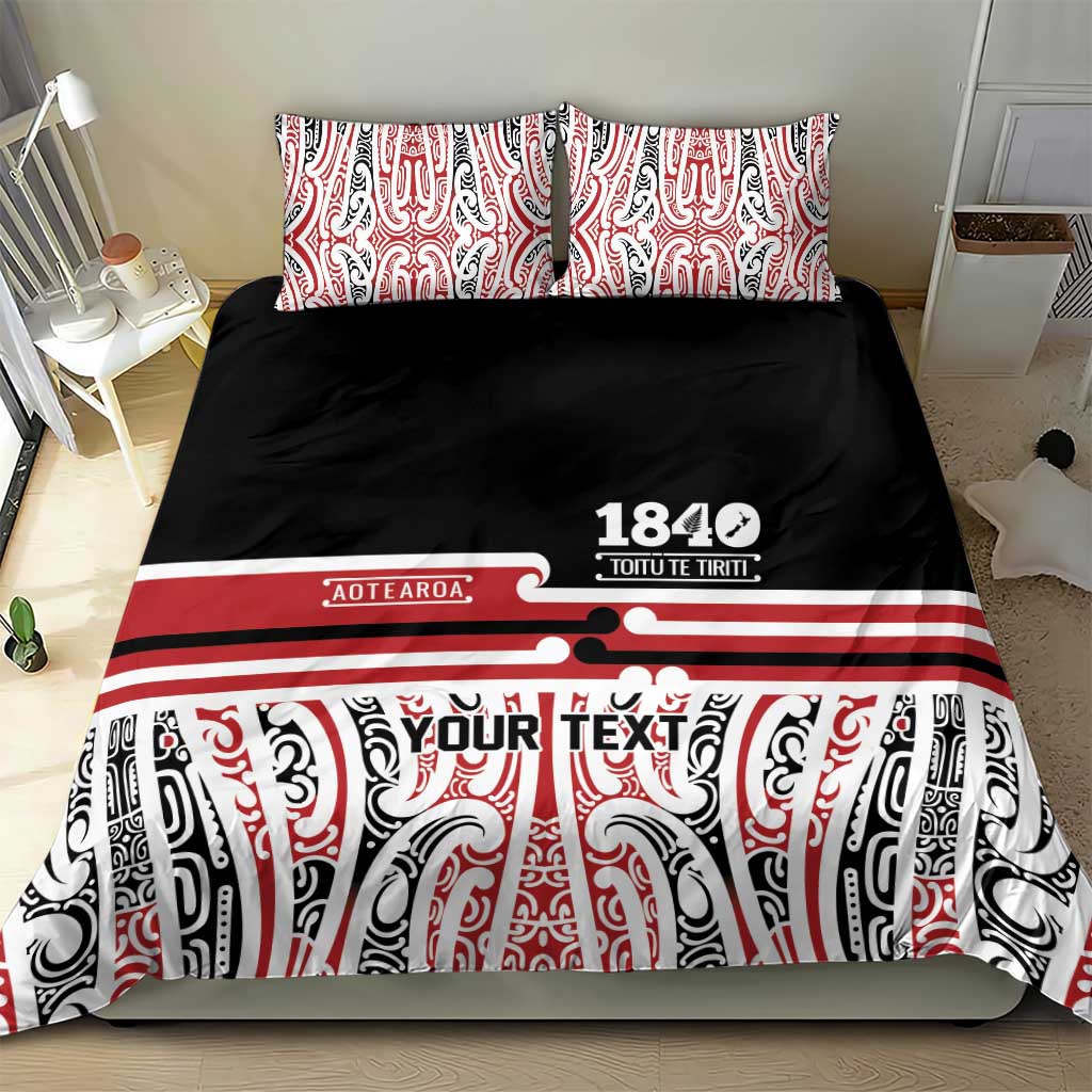Personalised Toitu Te Tiriti Aotearoa 1840 Bedding Set Red Kowhaiwhai Puhoro LT9 - Polynesian Pride