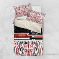 Personalised Toitu Te Tiriti Aotearoa 1840 Bedding Set Red Kowhaiwhai Puhoro LT9 US Twin 172cm x 218cm Black - Polynesian Pride