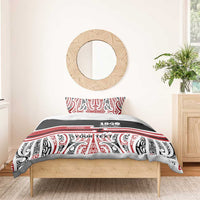 Personalised Toitu Te Tiriti Aotearoa 1840 Bedding Set Red Kowhaiwhai Puhoro LT9 - Polynesian Pride