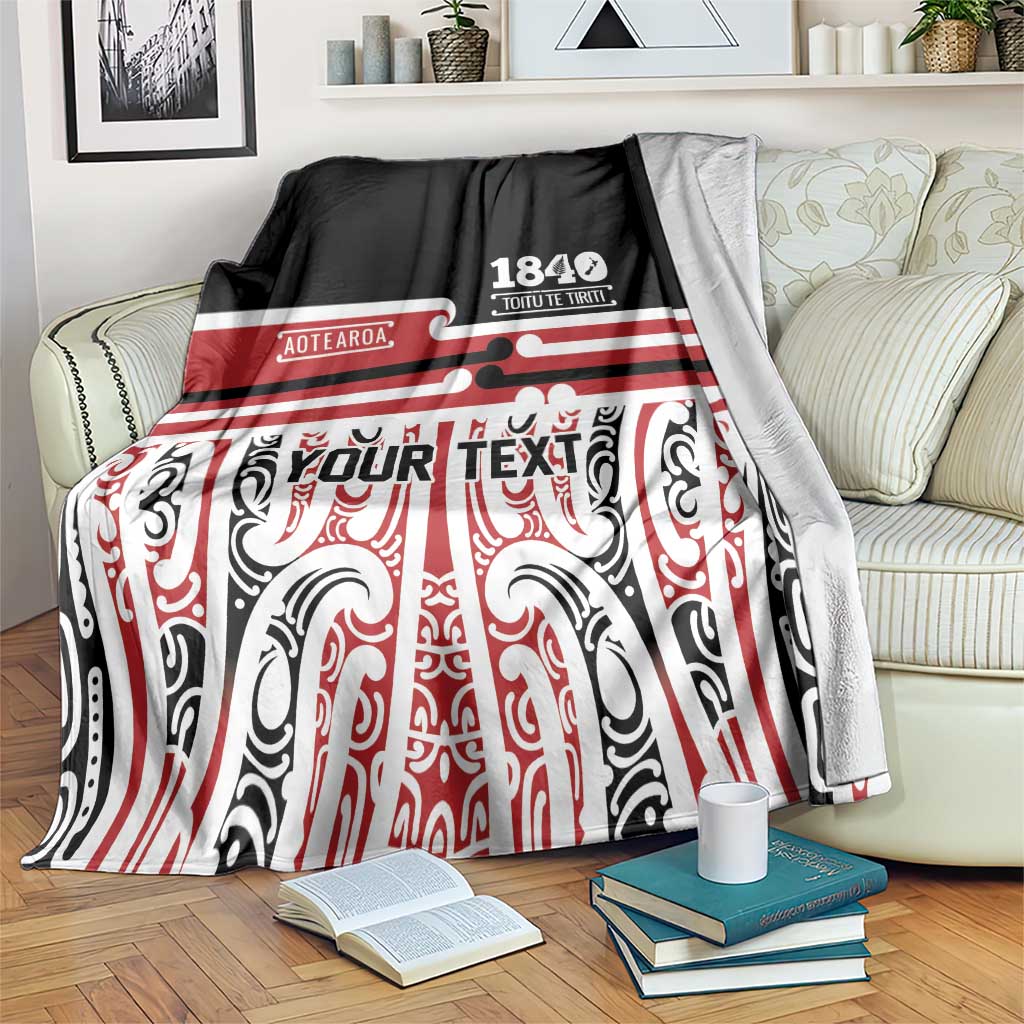 Personalised Toitu Te Tiriti Aotearoa 1840 Blanket Red Kowhaiwhai Puhoro - Polynesian Pride