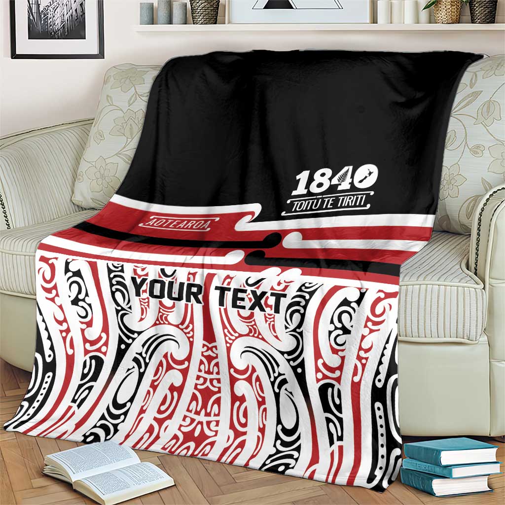 Personalised Toitu Te Tiriti Aotearoa 1840 Blanket Red Kowhaiwhai Puhoro - Polynesian Pride