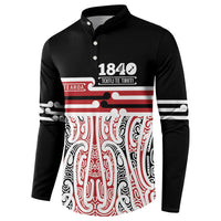 Personalised Toitu Te Tiriti Aotearoa 1840 Button Sweatshirt Red Kowhaiwhai Puhoro LT9 - Polynesian Pride