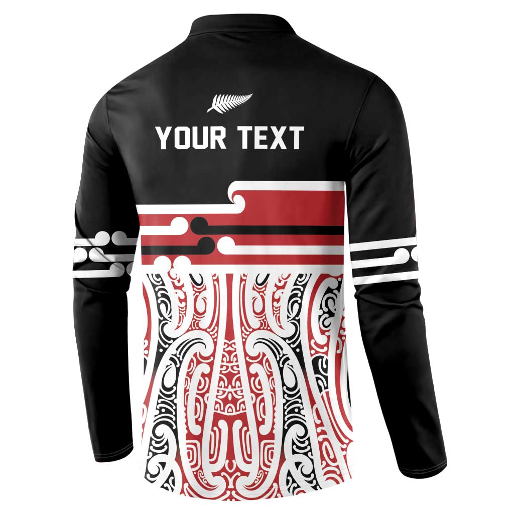 Personalised Toitu Te Tiriti Aotearoa 1840 Button Sweatshirt Red Kowhaiwhai Puhoro LT9 - Polynesian Pride