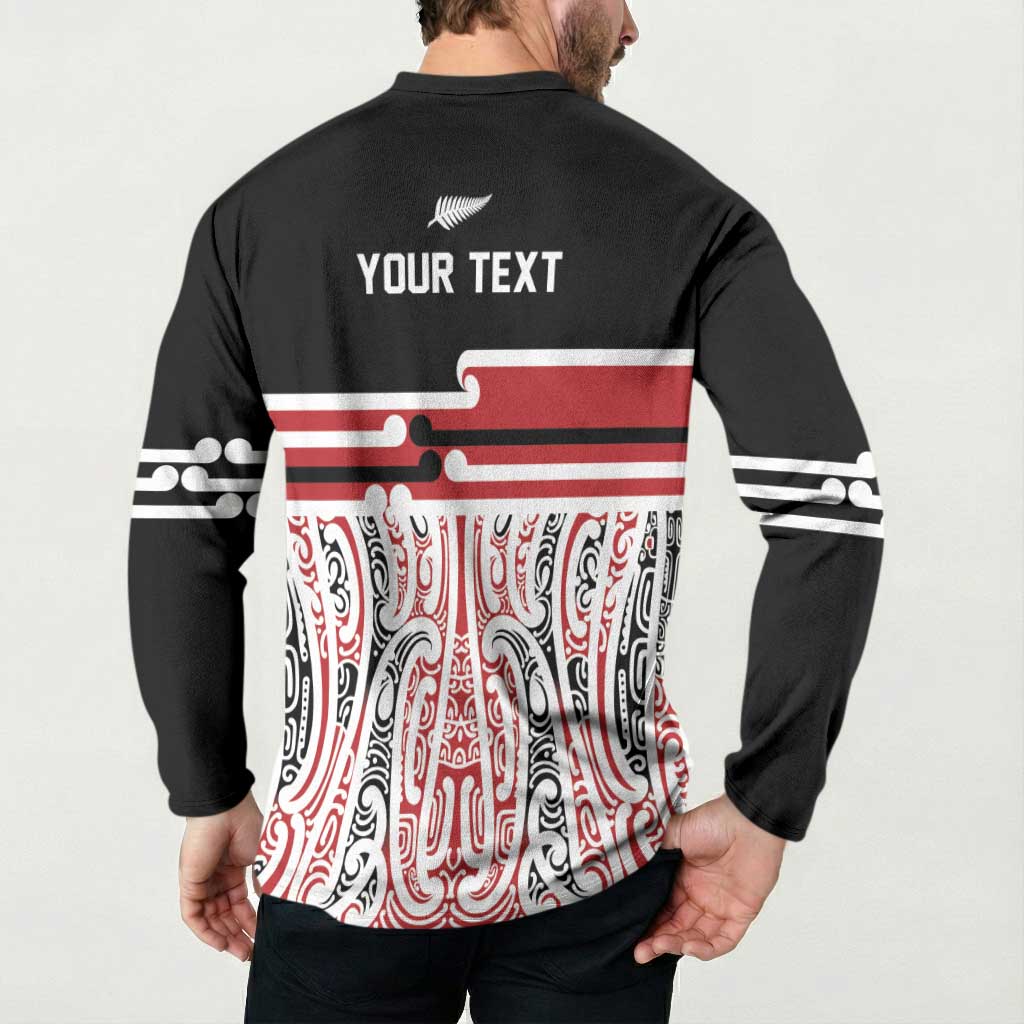 Personalised Toitu Te Tiriti Aotearoa 1840 Button Sweatshirt Red Kowhaiwhai Puhoro LT9 - Polynesian Pride