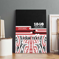 Personalised Toitu Te Tiriti Aotearoa 1840 Canvas Wall Art Red Kowhaiwhai Puhoro - Polynesian Pride