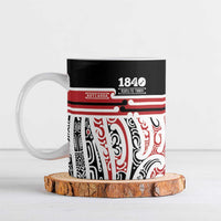 Personalised Toitu Te Tiriti Aotearoa 1840 Ceramic Mug Red Kowhaiwhai Puhoro LT9 Black - Polynesian Pride