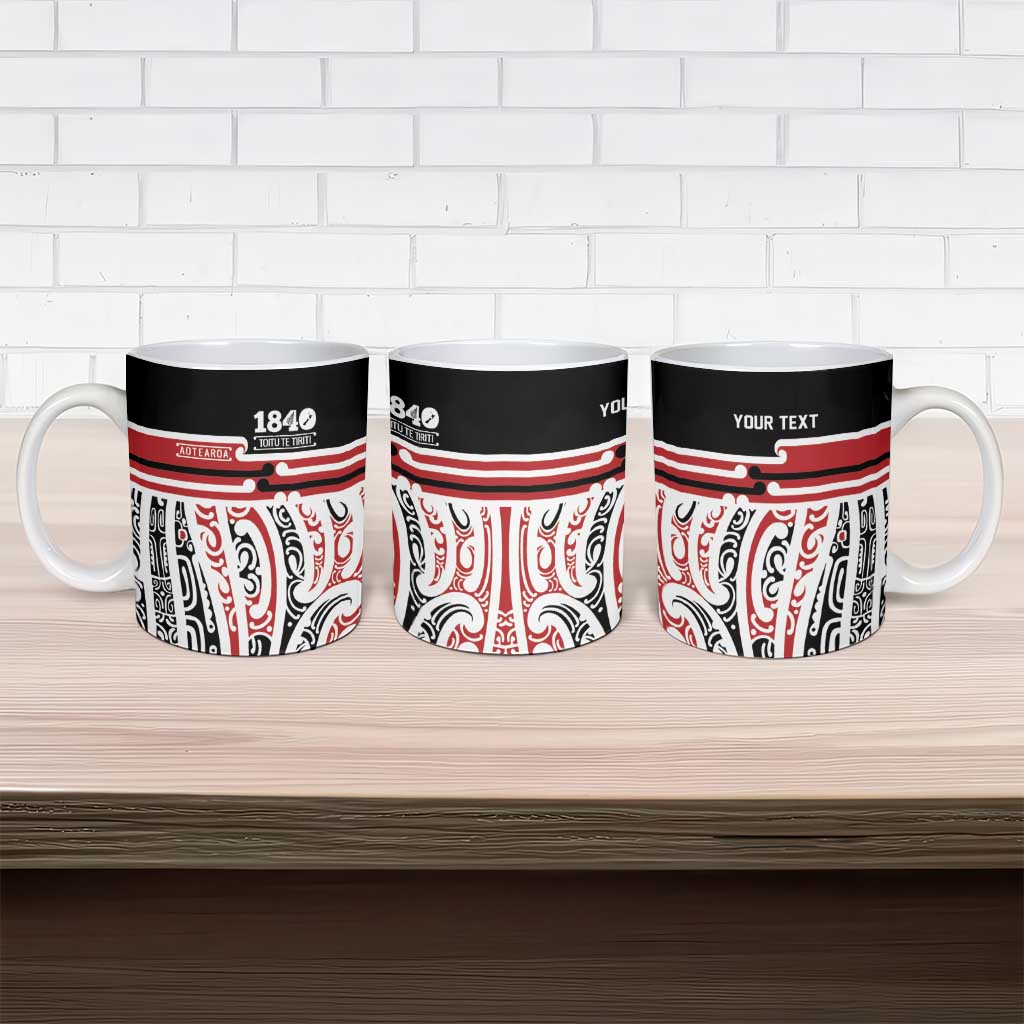Personalised Toitu Te Tiriti Aotearoa 1840 Ceramic Mug Red Kowhaiwhai Puhoro LT9 - Polynesian Pride