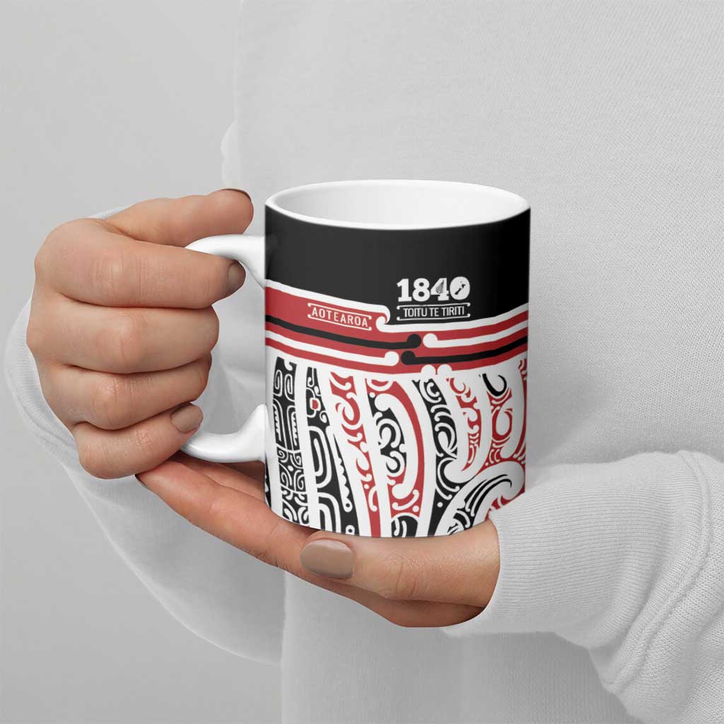Personalised Toitu Te Tiriti Aotearoa 1840 Ceramic Mug Red Kowhaiwhai Puhoro LT9 - Polynesian Pride