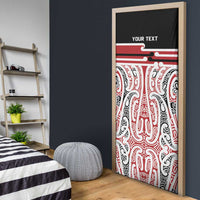 Personalised Toitu Te Tiriti Aotearoa 1840 Door Cover Red Kowhaiwhai Puhoro - Polynesian Pride