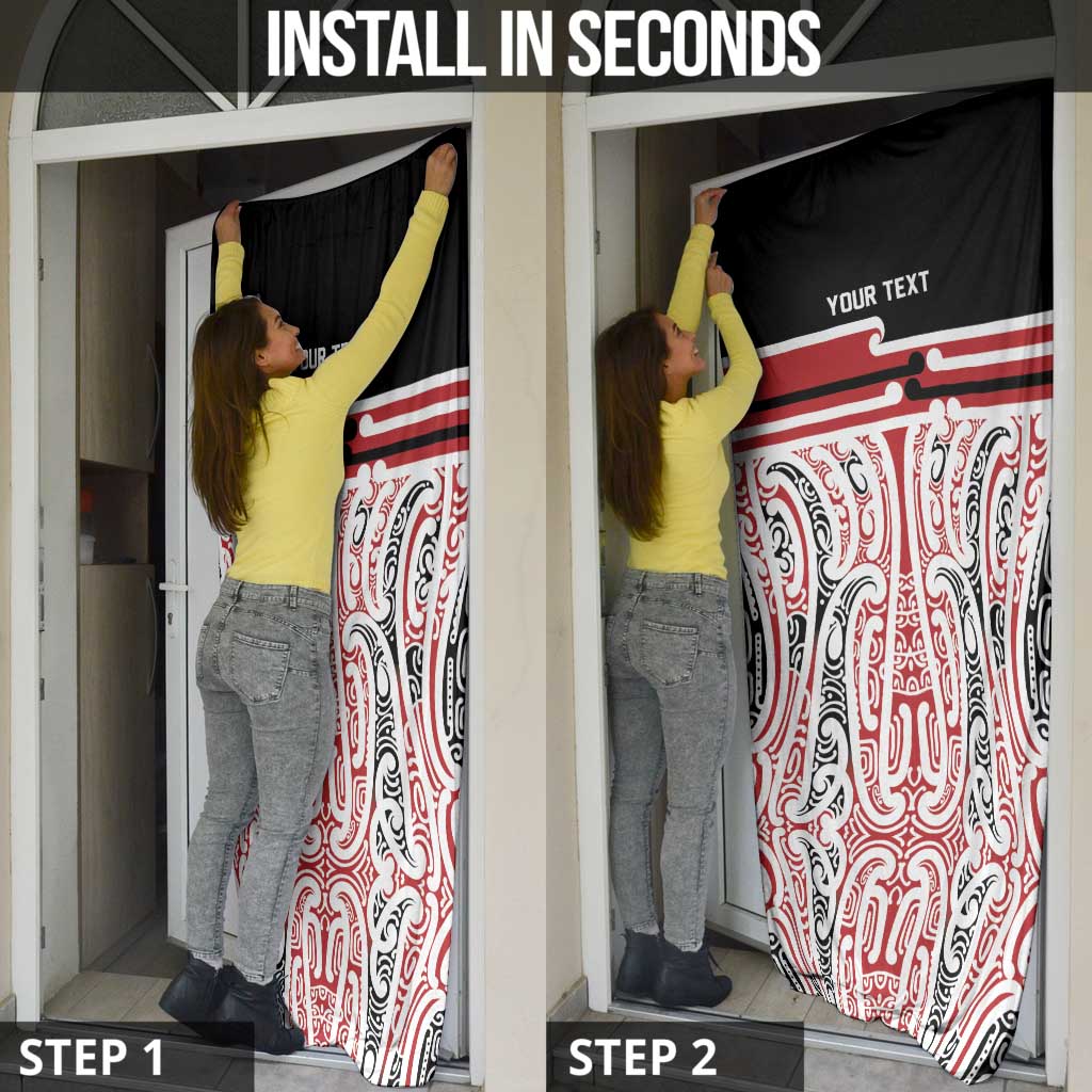 Personalised Toitu Te Tiriti Aotearoa 1840 Door Cover Red Kowhaiwhai Puhoro - Polynesian Pride