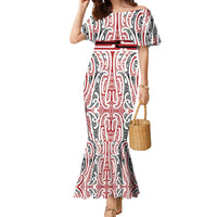 Personalised Toitu Te Tiriti Aotearoa 1840 Family Matching Mermaid Dress and Hawaiian Shirt Red Kowhaiwhai Puhoro - Polynesian Pride