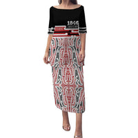 Personalised Toitu Te Tiriti Aotearoa 1840 Family Matching Puletasi and Hawaiian Shirt Red Kowhaiwhai Puhoro - Polynesian Pride