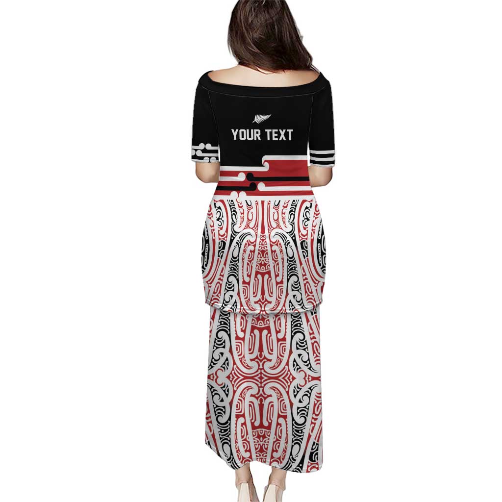 Personalised Toitu Te Tiriti Aotearoa 1840 Family Matching Puletasi and Hawaiian Shirt Red Kowhaiwhai Puhoro - Polynesian Pride