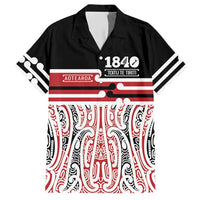 Personalised Toitu Te Tiriti Aotearoa 1840 Hawaiian Shirt Red Kowhaiwhai Puhoro LT9 Black - Polynesian Pride