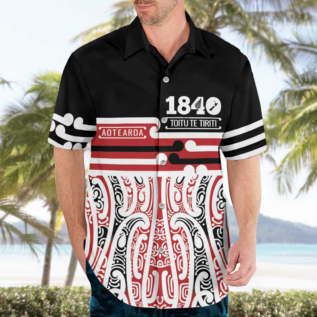 Personalised Toitu Te Tiriti Aotearoa 1840 Hawaiian Shirt Red Kowhaiwhai Puhoro LT9 - Polynesian Pride