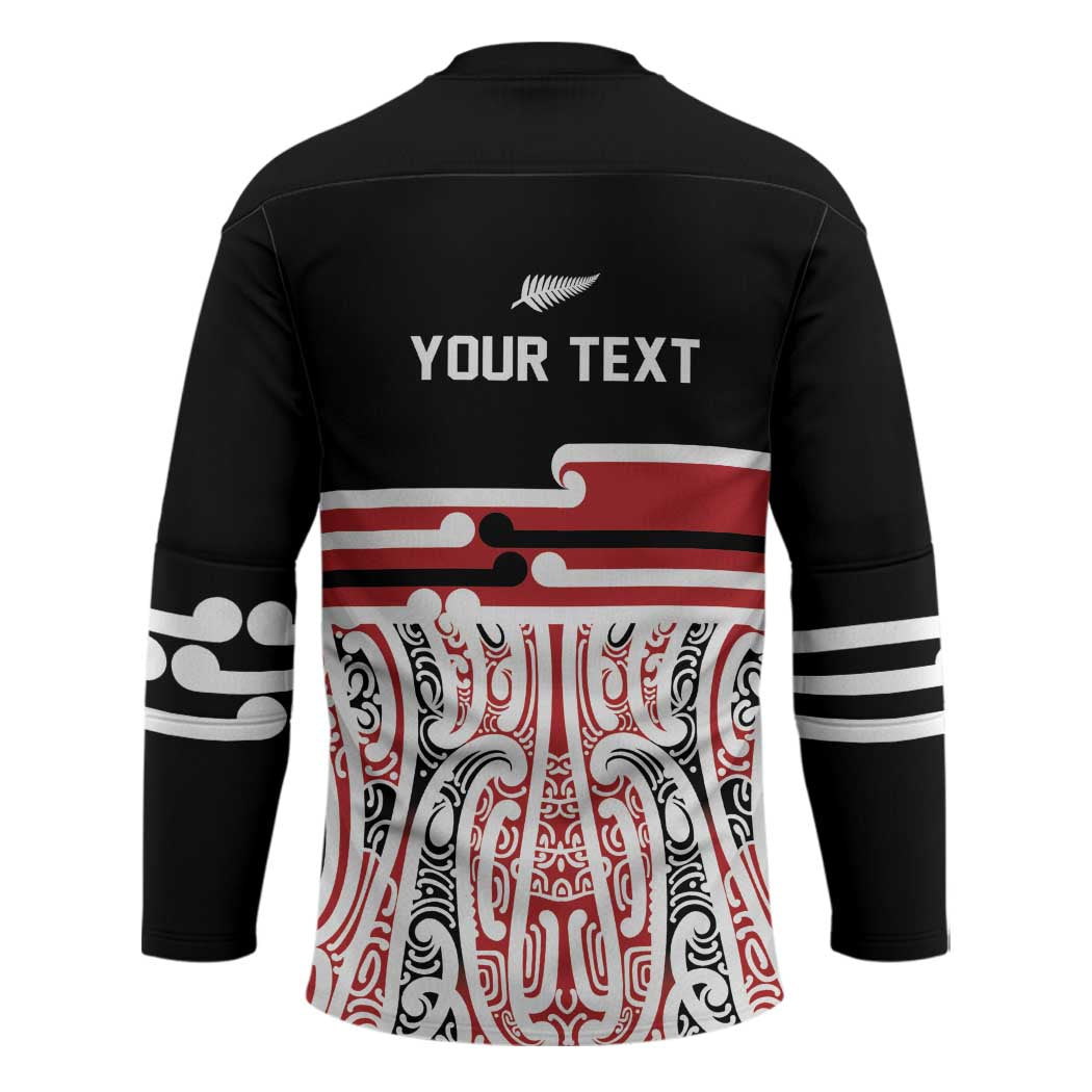 Personalised Toitu Te Tiriti Aotearoa 1840 Hockey Jersey Red Kowhaiwhai Puhoro - Polynesian Pride