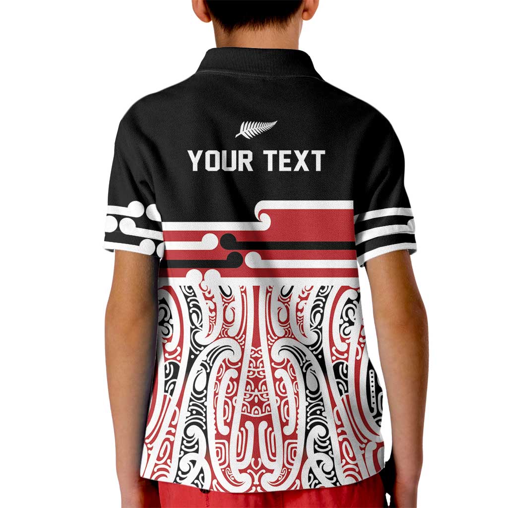 Personalised Toitu Te Tiriti Aotearoa 1840 Kid Polo Shirt Red Kowhaiwhai Puhoro - Polynesian Pride