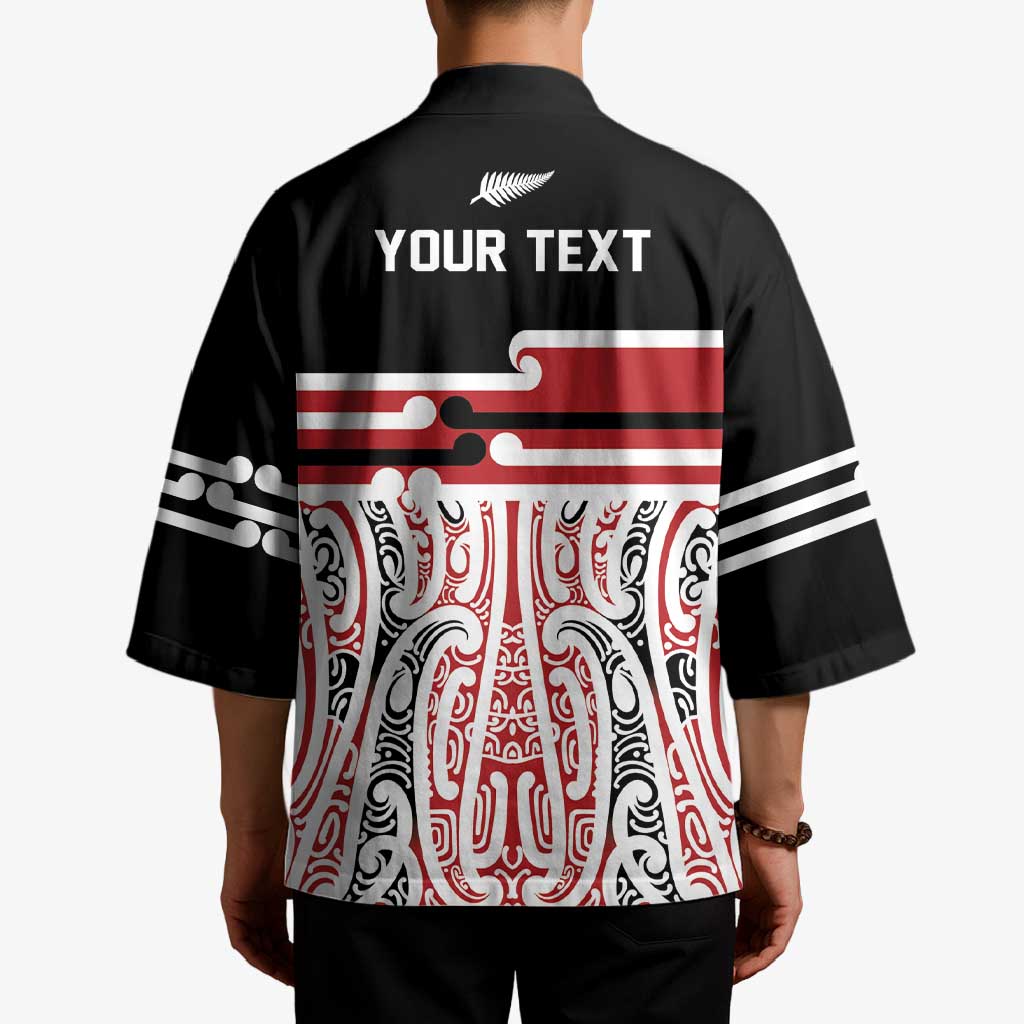 Personalised Toitu Te Tiriti Aotearoa 1840 Kimono Red Kowhaiwhai Puhoro - Polynesian Pride