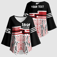 Personalised Toitu Te Tiriti Aotearoa 1840 Kimono Sleeve Blouse Red Kowhaiwhai Puhoro - Polynesian Pride