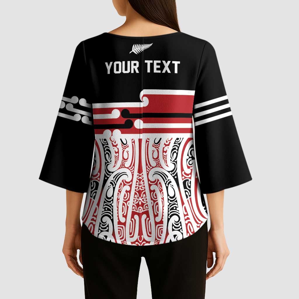 Personalised Toitu Te Tiriti Aotearoa 1840 Kimono Sleeve Blouse Red Kowhaiwhai Puhoro - Polynesian Pride