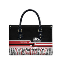 Personalised Toitu Te Tiriti Aotearoa 1840 Leather Bag Red Kowhaiwhai Puhoro LT9 - Polynesian Pride