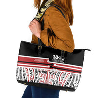 Personalised Toitu Te Tiriti Aotearoa 1840 Leather Tote Bag Red Kowhaiwhai Puhoro LT9 Black - Polynesian Pride