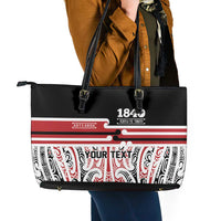 Personalised Toitu Te Tiriti Aotearoa 1840 Leather Tote Bag Red Kowhaiwhai Puhoro LT9 - Polynesian Pride