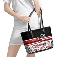 Personalised Toitu Te Tiriti Aotearoa 1840 Leather Tote Bag Red Kowhaiwhai Puhoro LT9 - Polynesian Pride