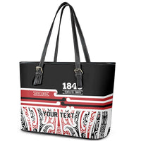 Personalised Toitu Te Tiriti Aotearoa 1840 Leather Tote Bag Red Kowhaiwhai Puhoro LT9 - Polynesian Pride