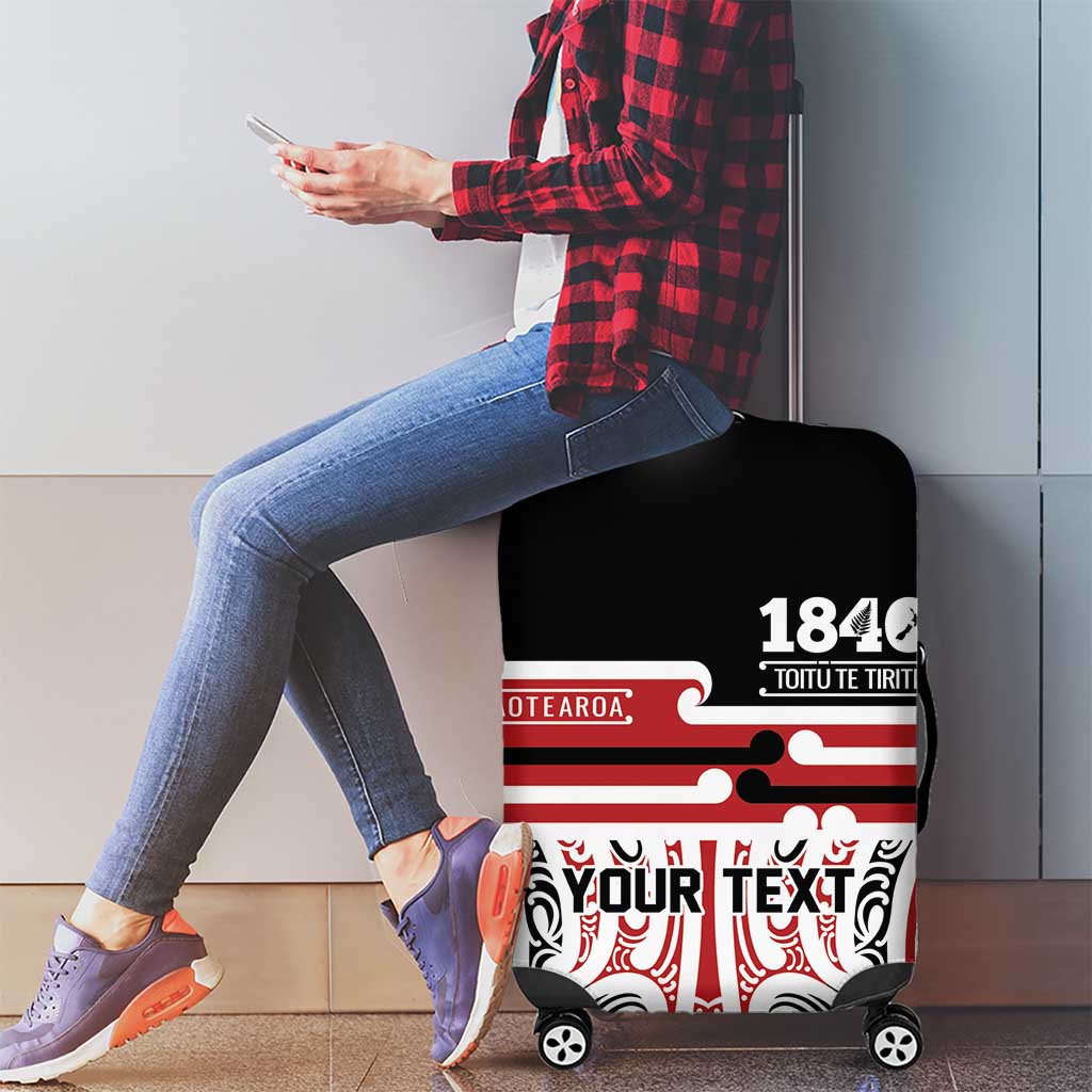 Personalised Toitu Te Tiriti Aotearoa 1840 Luggage Cover Red Kowhaiwhai Puhoro - Polynesian Pride