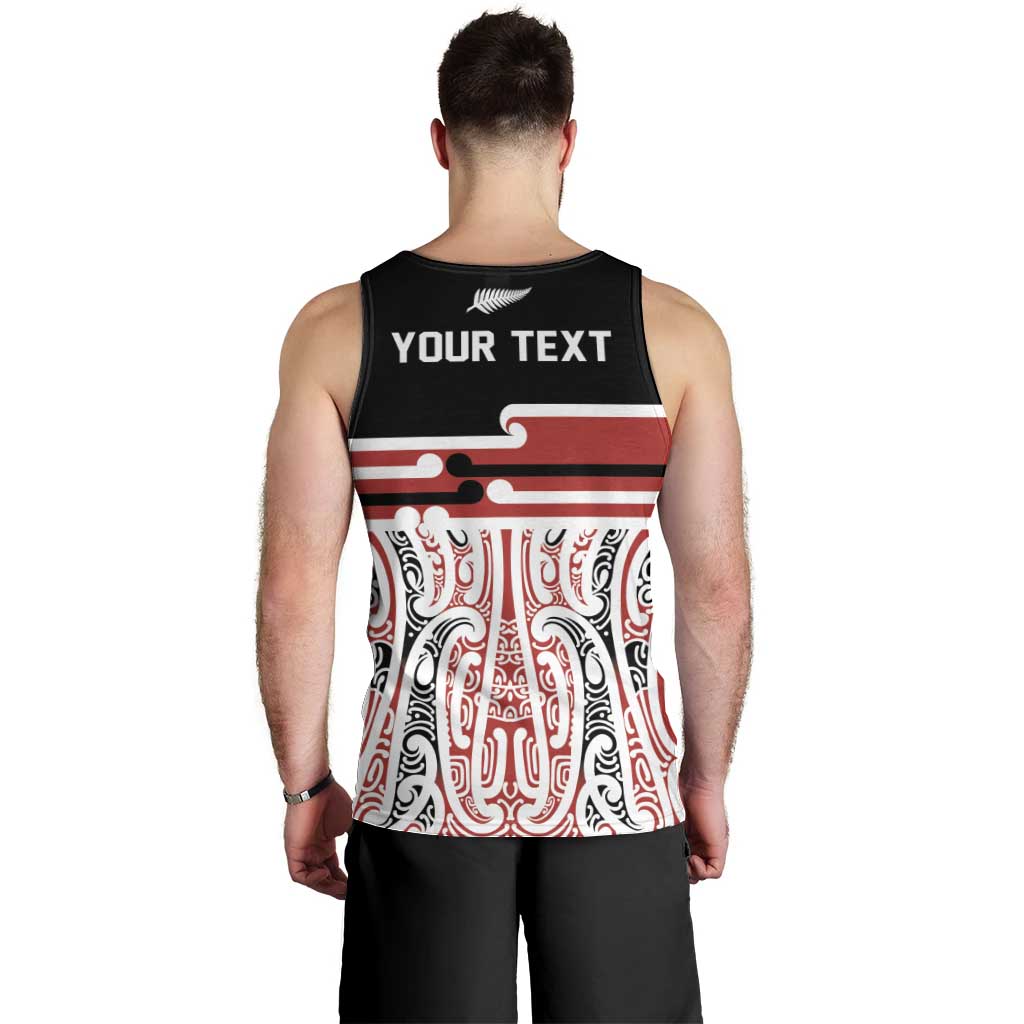 Personalised Toitu Te Tiriti Aotearoa 1840 Men Tank Top Red Kowhaiwhai Puhoro LT9 - Polynesian Pride