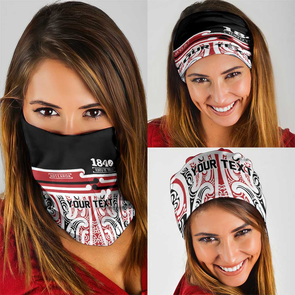Personalised Toitu Te Tiriti Aotearoa 1840 Neck Gaiter Red Kowhaiwhai Puhoro - Polynesian Pride