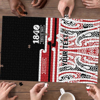 Personalised Toitu Te Tiriti Aotearoa 1840 Puzzle Red Kowhaiwhai Puhoro - Polynesian Pride