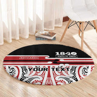 Personalised Toitu Te Tiriti Aotearoa 1840 Round Carpet Red Kowhaiwhai Puhoro - Polynesian Pride