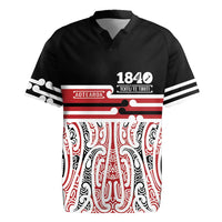 Personalised Toitu Te Tiriti Aotearoa 1840 Rugby Jersey Red Kowhaiwhai Puhoro LT9 Black - Polynesian Pride
