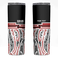 Personalised Toitu Te Tiriti Aotearoa 1840 Skinny Tumbler Red Kowhaiwhai Puhoro - Polynesian Pride