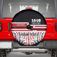 Personalised Toitu Te Tiriti Aotearoa 1840 Spare Tire Cover Red Kowhaiwhai Puhoro - Polynesian Pride