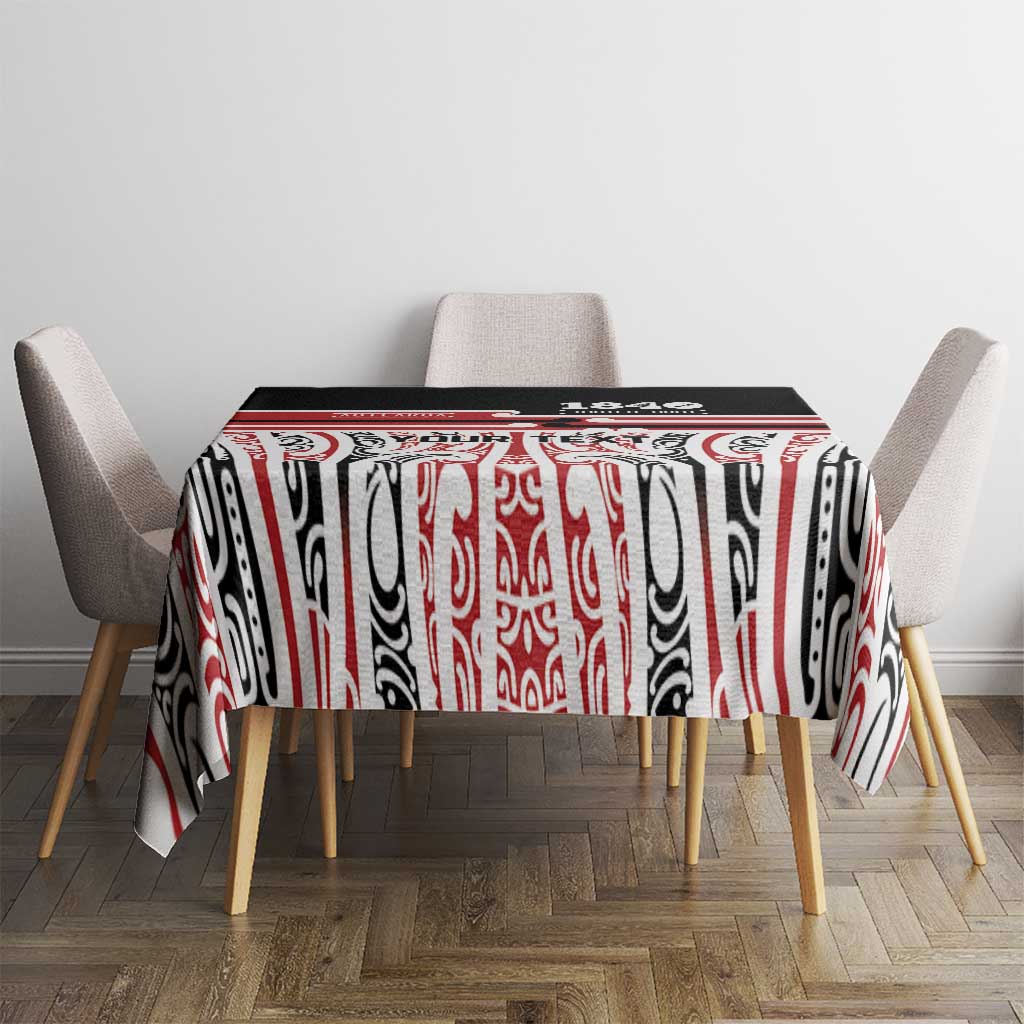 Personalised Toitu Te Tiriti Aotearoa 1840 Tablecloth Red Kowhaiwhai Puhoro - Polynesian Pride