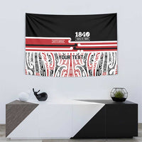 Personalised Toitu Te Tiriti Aotearoa 1840 Tapestry Red Kowhaiwhai Puhoro - Polynesian Pride